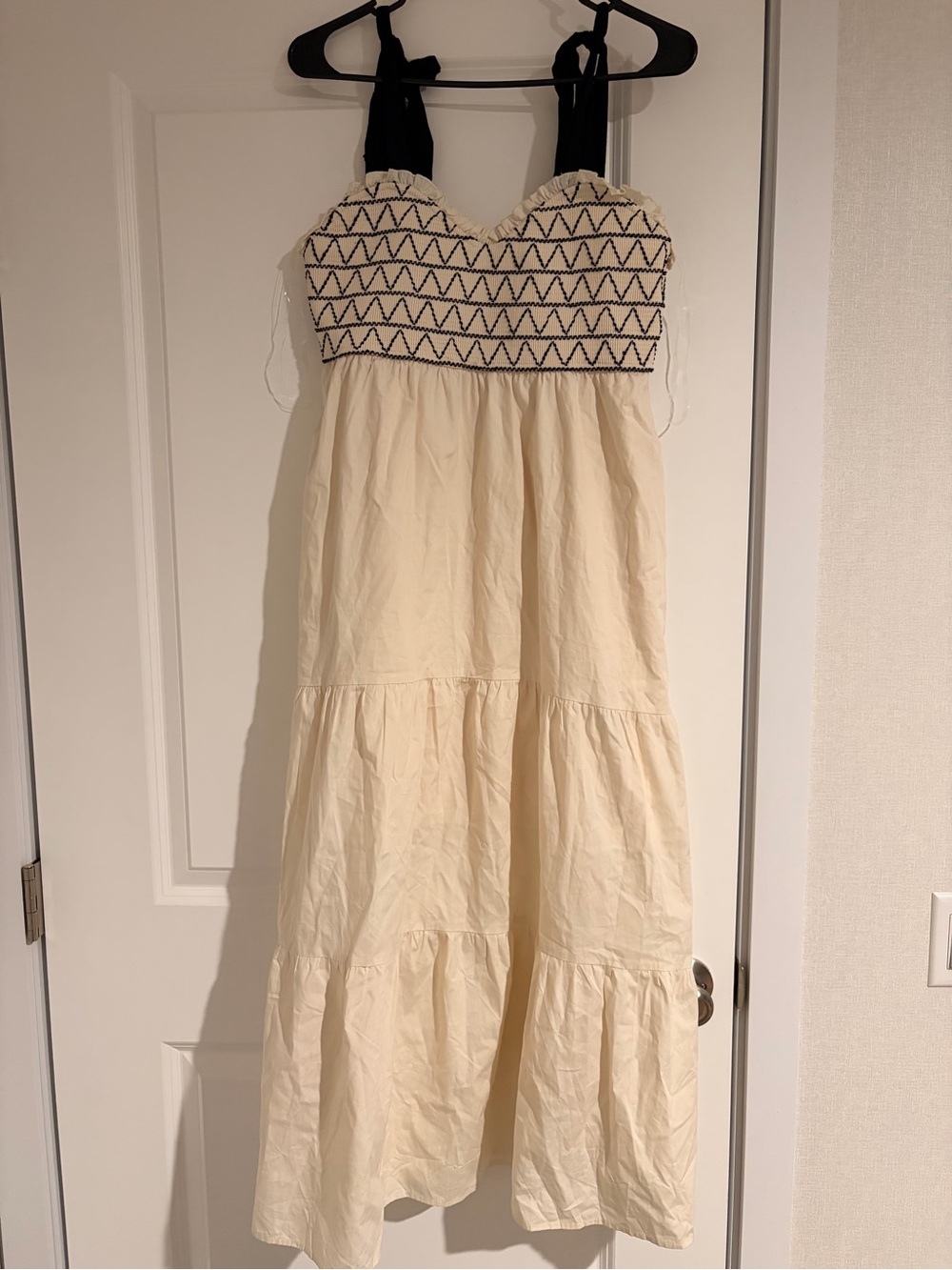 Trixxi Cream Maxi Sundress with Black Strap Detail